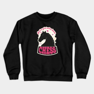 Just A Girl Who Loves Chess. Perfect Funny Chess Girls and Lovers Gift Idea, Retro Vintage Crewneck Sweatshirt